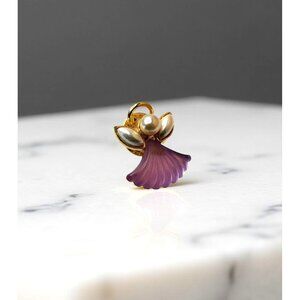 Vintahe OLIT U.S.A. Faux Pearl,Lucite,Metal, Lavender,Gold,White Angel Pin